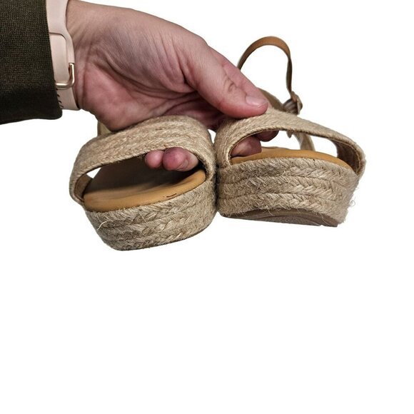 Matt Bernson Women's Espadrille Wedge Sandals Size 8M Tan & Beige Boho Beachy - Picture 8 of 14